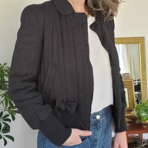 French Connection Black Bomber Jacket / Size 8 - Picture 1 of 8